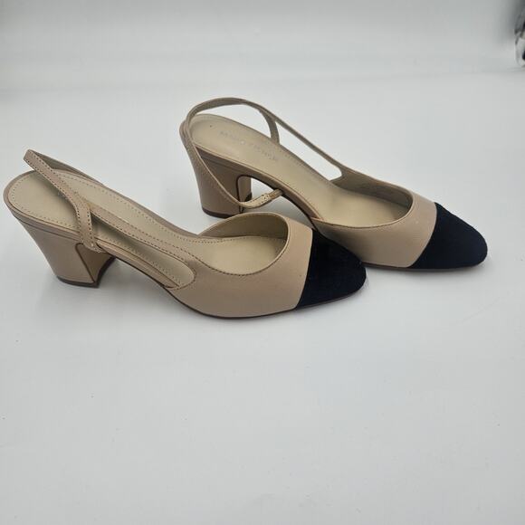Marc Fisher Laynie Size 7 Slingback Block Heel Classic Career Leather Elegant - Picture 1 of 10